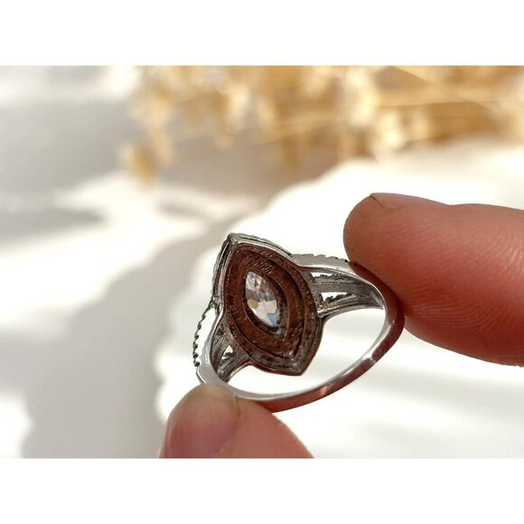 STAUER Designer Sterling Silver Mirador Marquise Cut Cubic Zirconia Ring - sz 6 - Picture 6 of 10